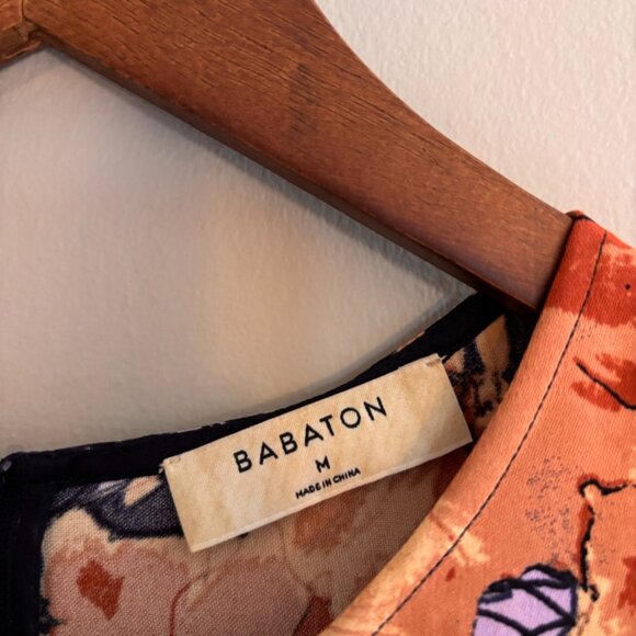 ARITZIA BABATON Wieland Floral Navy and Orange Sleeveless Top Blouse - Picture 3 of 6